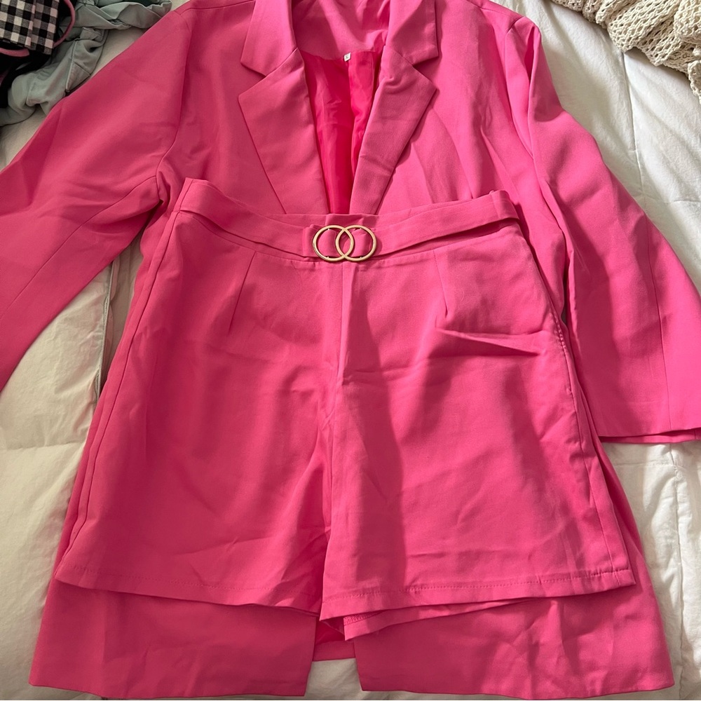 Pink blazer & shorts set